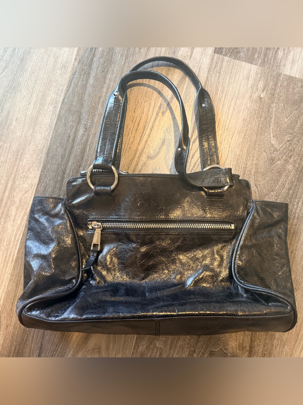 Hobo The Original Classic Black Leather Hand Bag Shoulder Bag Y2K Euc